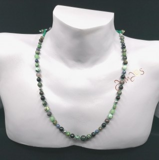Edelstein Armband Grün, handgeknüpft, in Kombination mit Collier Grün